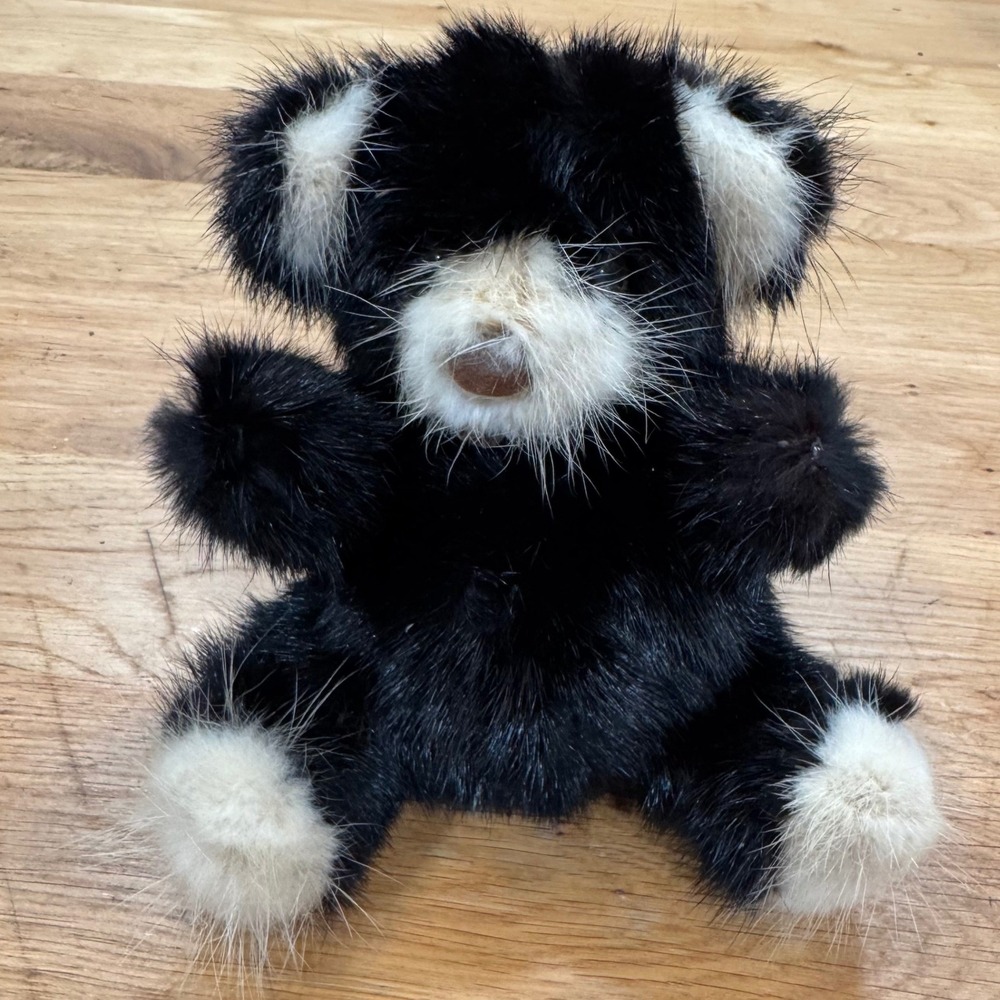 Vintage 1982 Carriage House Rare Bear Mink Fur Bear Handcrafted Black & White